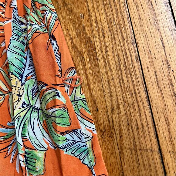 Beach Lunch Lounge Dress Womens Medium Tropical Sundress Pineapple Orange - Picture 3 of 8